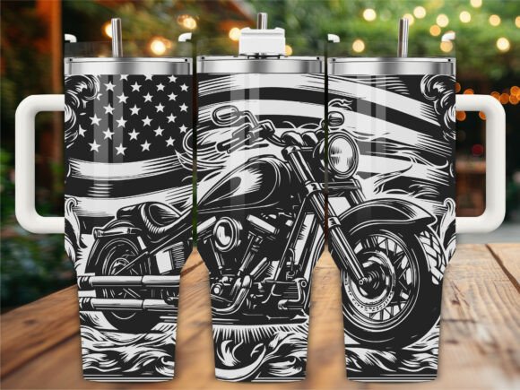 American Biker Laser Engraving Tumbler Wraps Graphics