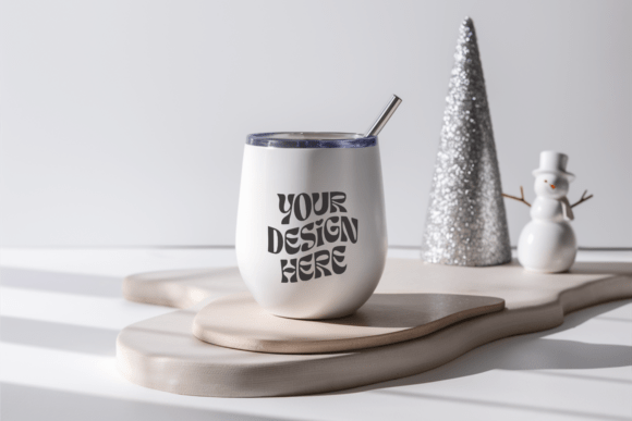 Christmas Wine Tumbler Mockup 3: Product Mockups Graphics