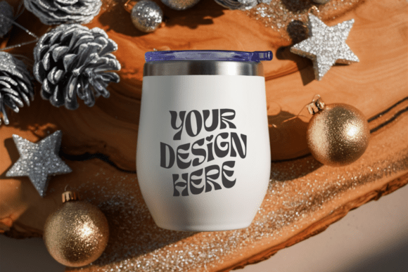 Christmas Wine Tumbler Mockup 8: Product Mockups & Graphics