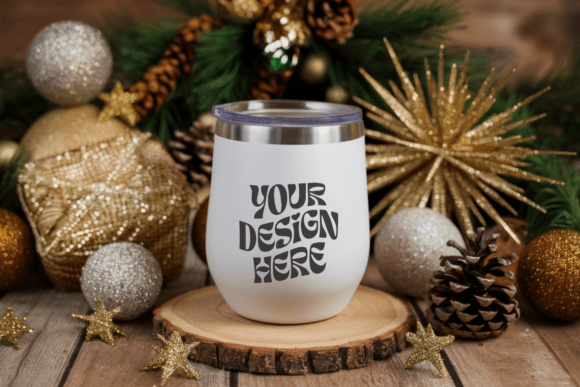 Christmas Wine Tumbler Mockup 9: Graphics for Product Mockups