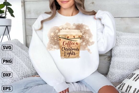 Coffee Christmas Lights SVG for Blog Graphics