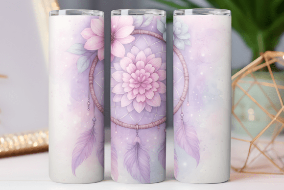 Dreamcatcher Floral: Boho Graphics for Tumbler Wraps