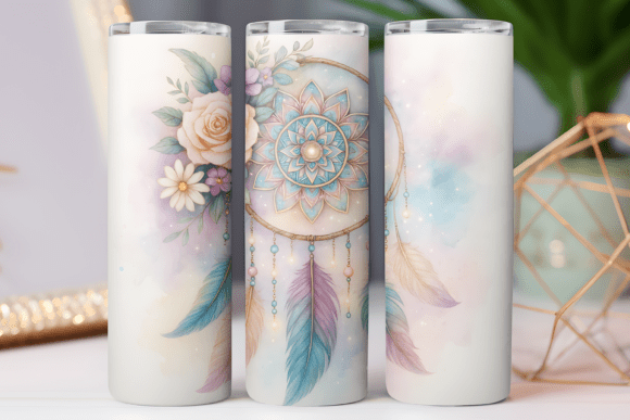 Dreamcatcher Floral Design Tumbler Wrap: Graphics for Tumbler Wraps