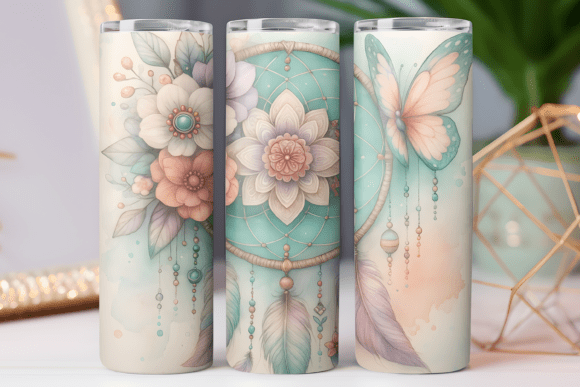 Dreamcatcher Floral Tumbler Wrap Graphics