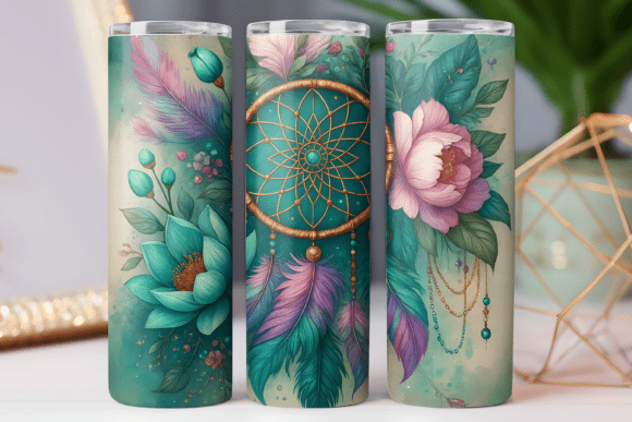 Dreamcatcher Floral Tumbler Wrap Graphics for Tumbler Wraps