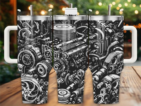 Engine Motor Laser Engraving Tumbler Wraps