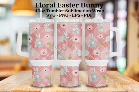 Floral Bunny Pink Easter Tumbler Graphics & Wraps