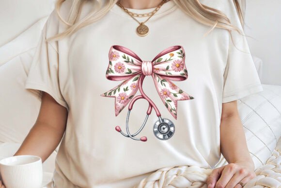 Floral Watercolor Stethoscope Nurse PNG Graphics & T-Shirt Designs