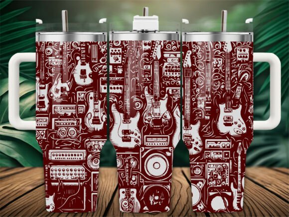 Guitar Pattern Tumbler: Graphics for Crafts & Branding