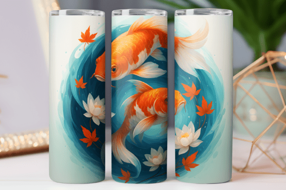 Japan Koi Fish Skinny Art Tumbler Wrap: Graphics & Tumbler Wraps