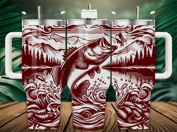 Mountain Fishing Laser Engraving Tumbler: Graphics & Wraps