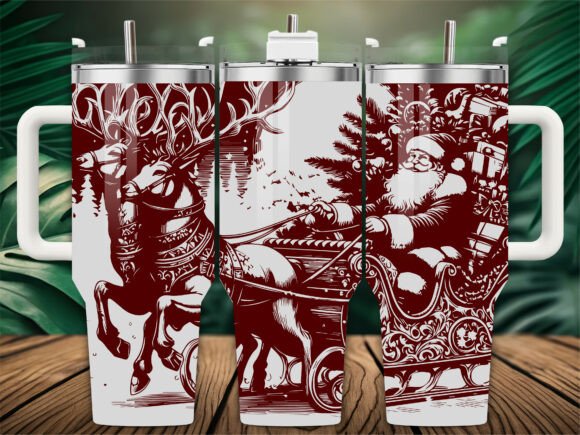 Santa Reindeer Tumbler Wraps & Graphics