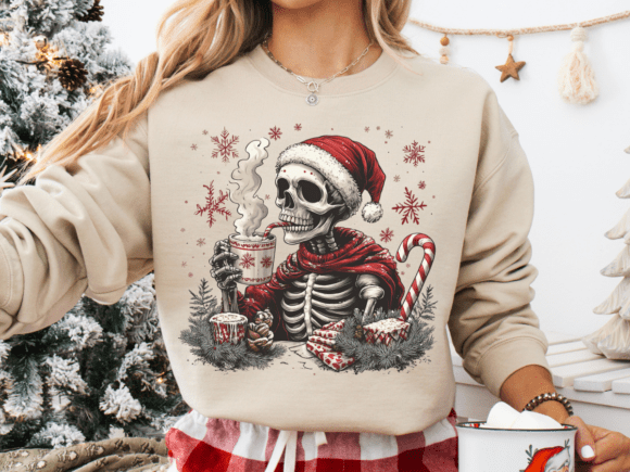 Skeleton Santa Claus Christmas T-Shirt Graphics