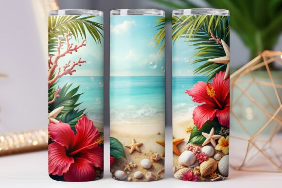 Summer Beach Tumbler Wrap Skinny 20oz Graphics for Tumbler Wraps