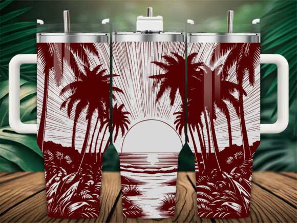 Sunset Palm Tree Graphics for Tumbler Wraps Review